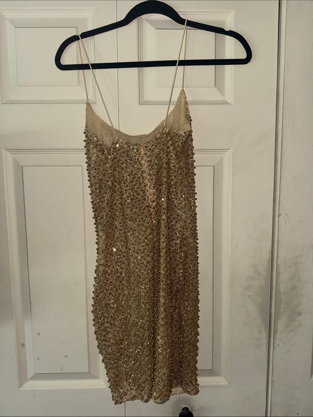 Oh Polly Gold Beaded Mini Dress - Picture 2 of 4